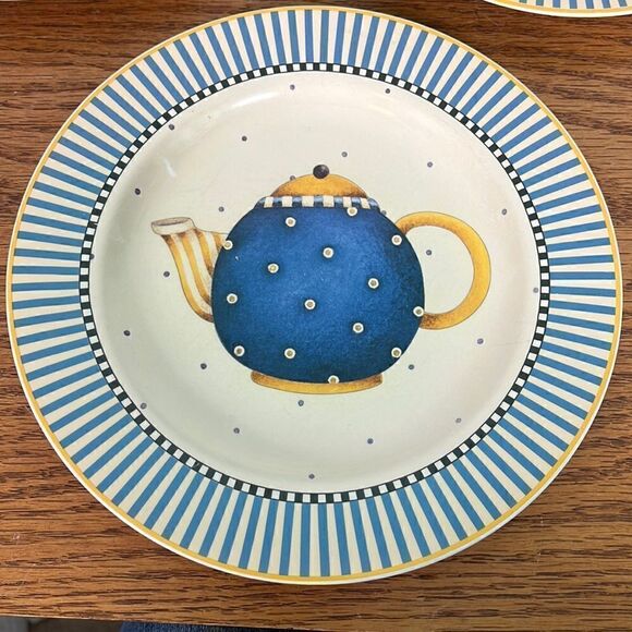 3 Sakura Salad/Bread Plates Teapots Pattern 8” Debbie Mumm 1998 - Picture 2 of 7